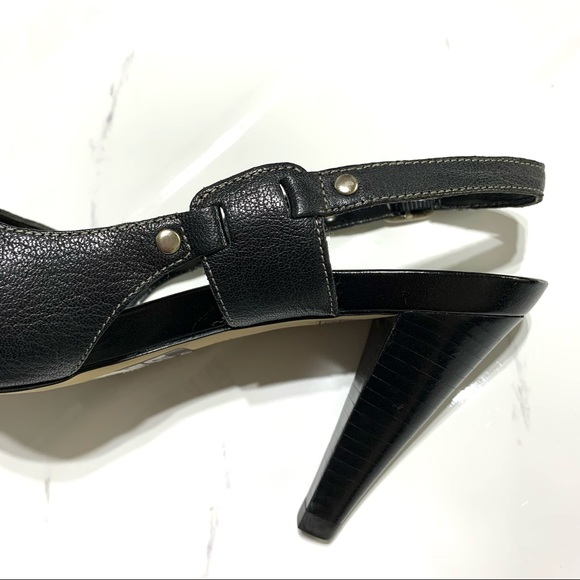 COPY - Anne Klein Black Sling back Leather Cone Heels Sandals Size 7 - Picture 11 of 13